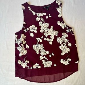 Banana Republic Sleeveless Blouse, Burgundy and Floral
